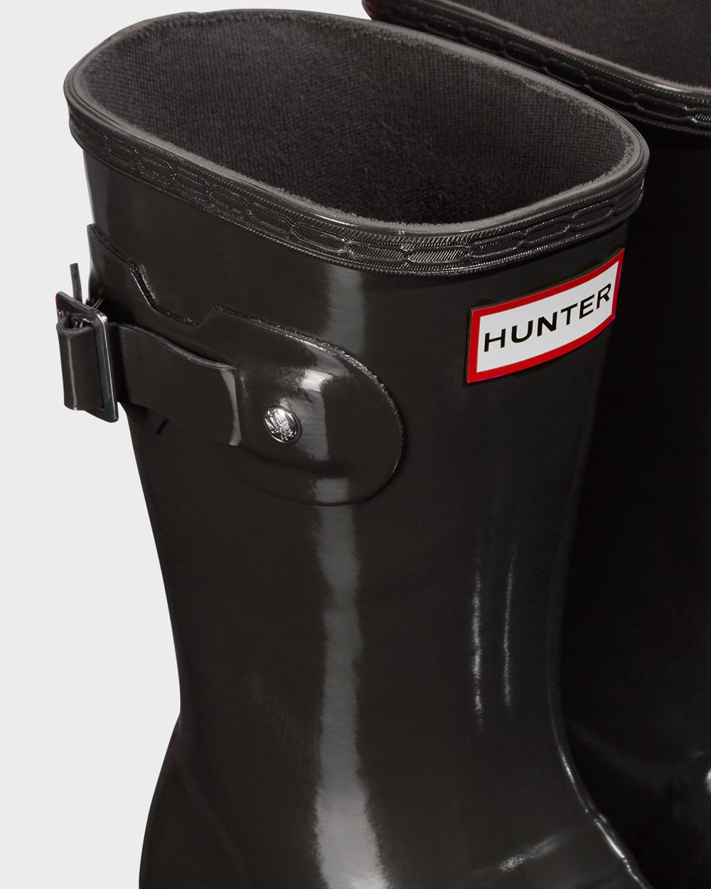 Galochas Curtas Hunter Feminina Cinzentas Escuro - Original Tour Foldable Gloss - 75CYQAHZT